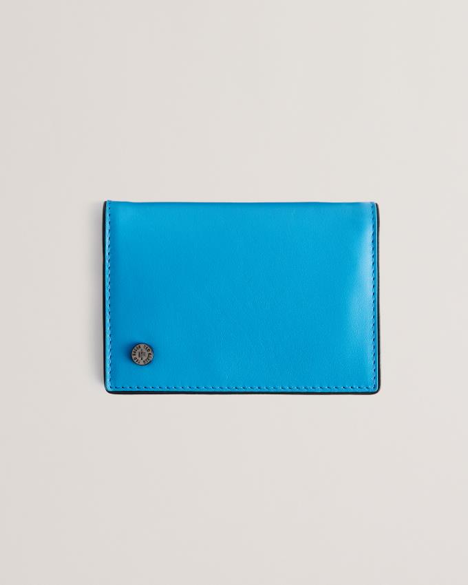 Portefeuille Ted Baker Contrast Colour Leather Card Bleu Clair Homme | BRE-34088738